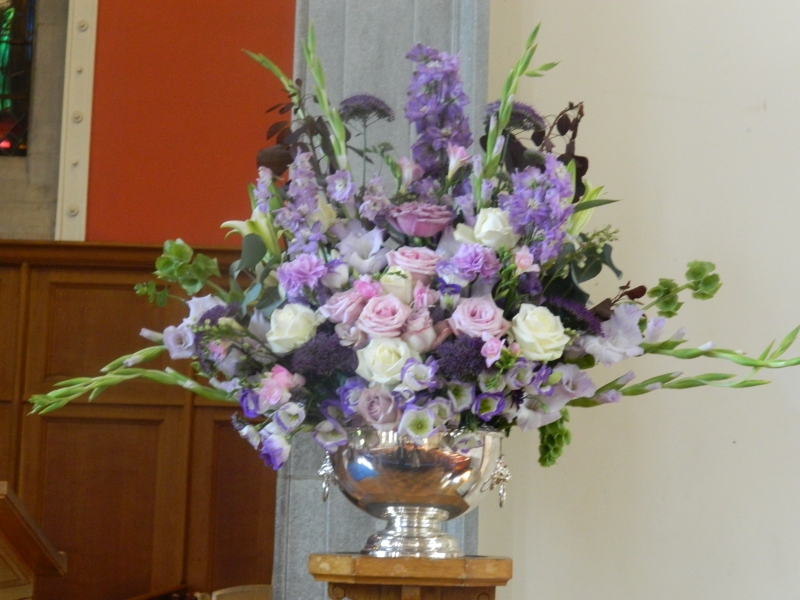 Church funeral tribute flowers