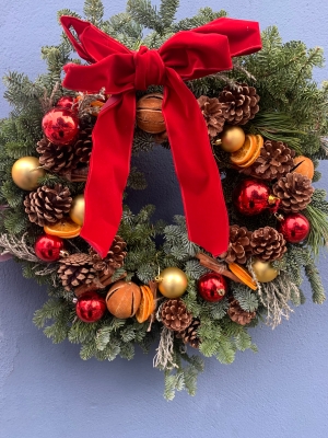 Christmas Door wreath with  Baubles