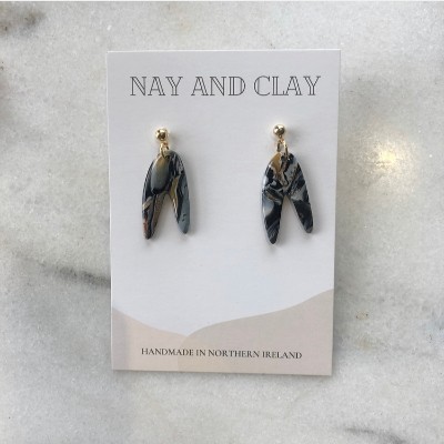 Grey Marble Arrow head Earrings