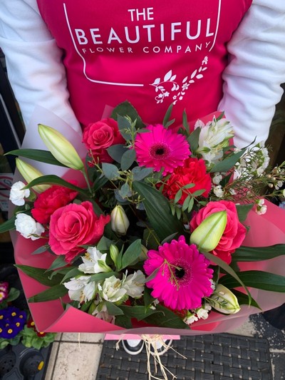 Pinks and whites Mother’s Day bouquet