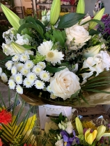 All whites boxed bouquet