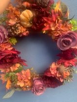 Autumn Door wreath one of a kind burgundy