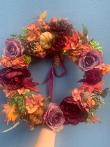 Autumn Door wreath one of a kind burgundy