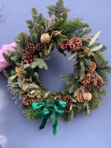 Christmas door wreath seeded eucalyptus limes