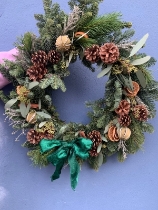 Christmas door wreath seeded eucalyptus limes