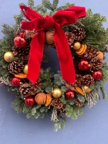 Christmas Door wreath with  Baubles