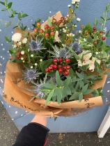 Christmas thistles and berry bouquet