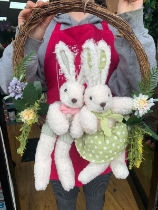 Easter wreath bunny couple
