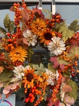 Autumn wreath silk sunflowers