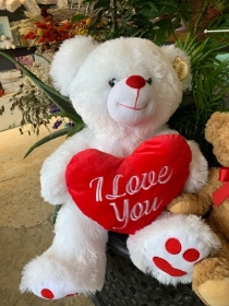 Fluffy White Teddy Bear with heart