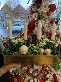 Four candle gold planted arrangement.