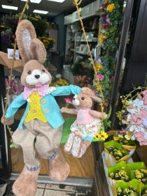 Large bunny on a swing