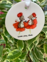 Love you mum ceramic hanging ornament