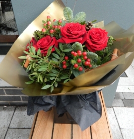 Luxury Red Rose Christmas Bouquet