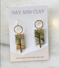 Olive Marble Statement Earrings