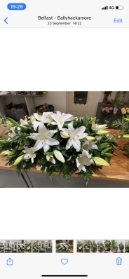 White lily casket tribute