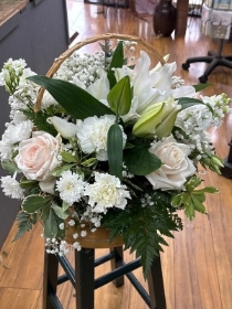 Whites and Greens Basket Arrangement
